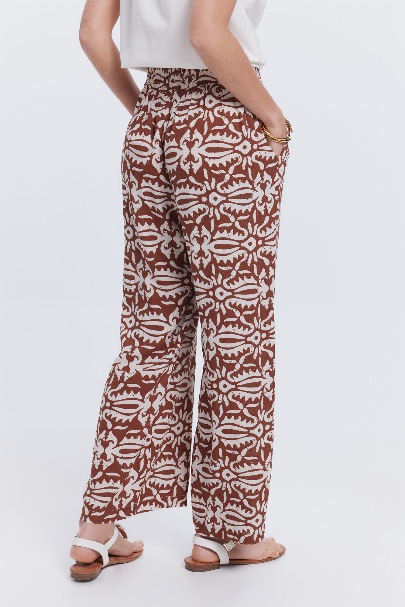Milano Pantal&oacute;n fluido estampado natural