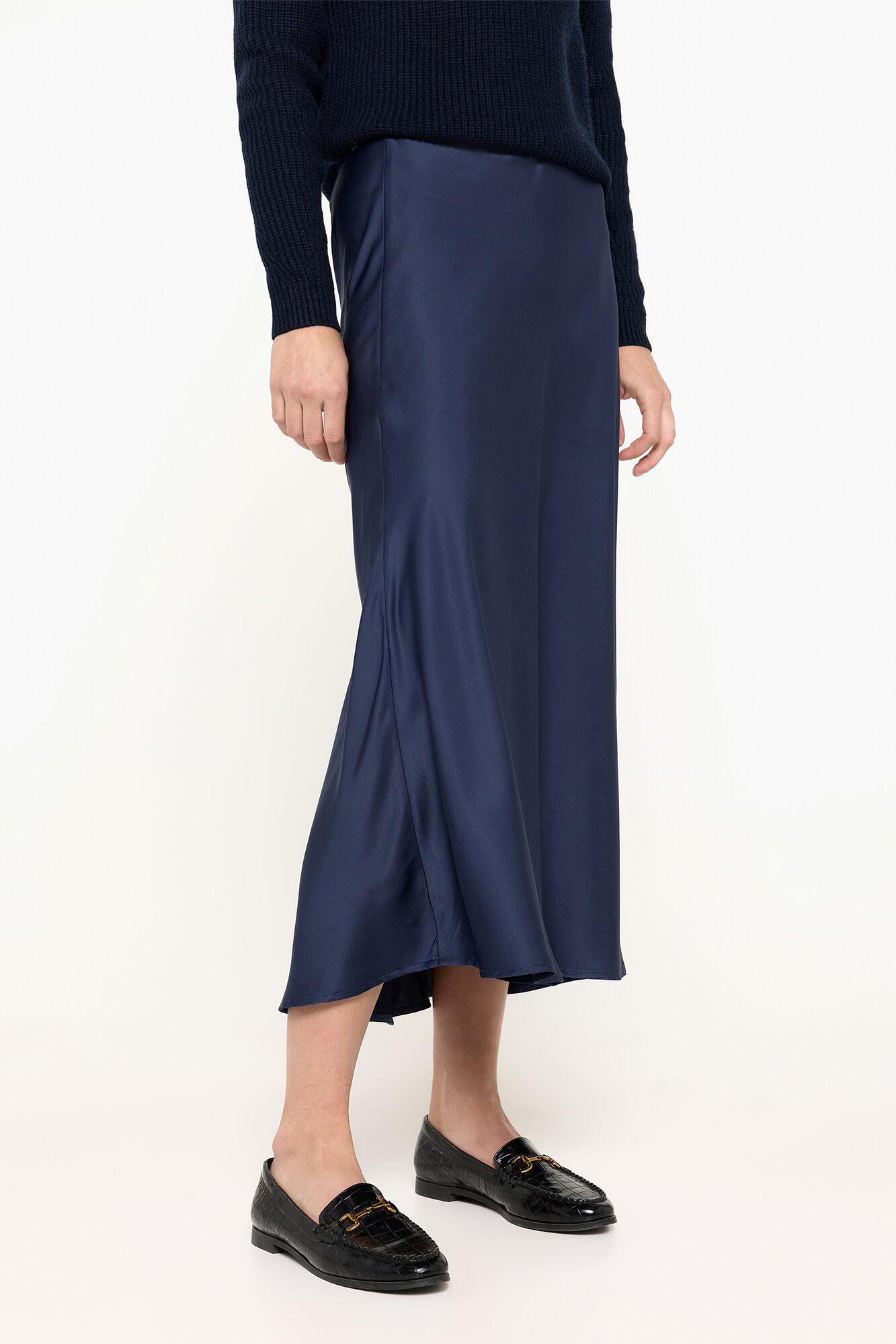 Milano Falda midi satinada Navy