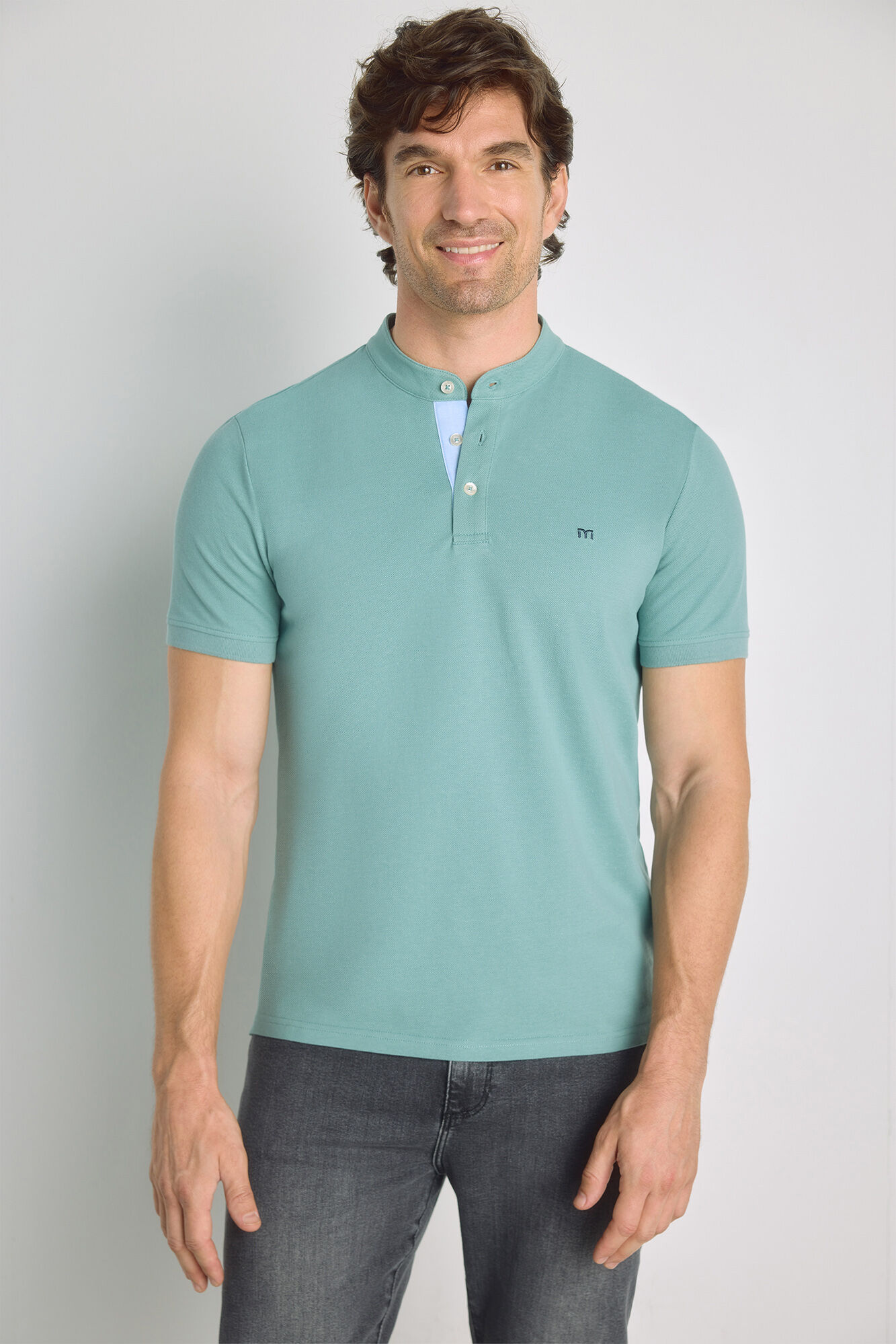 Milano Polo manga corta cuello mao Azul
