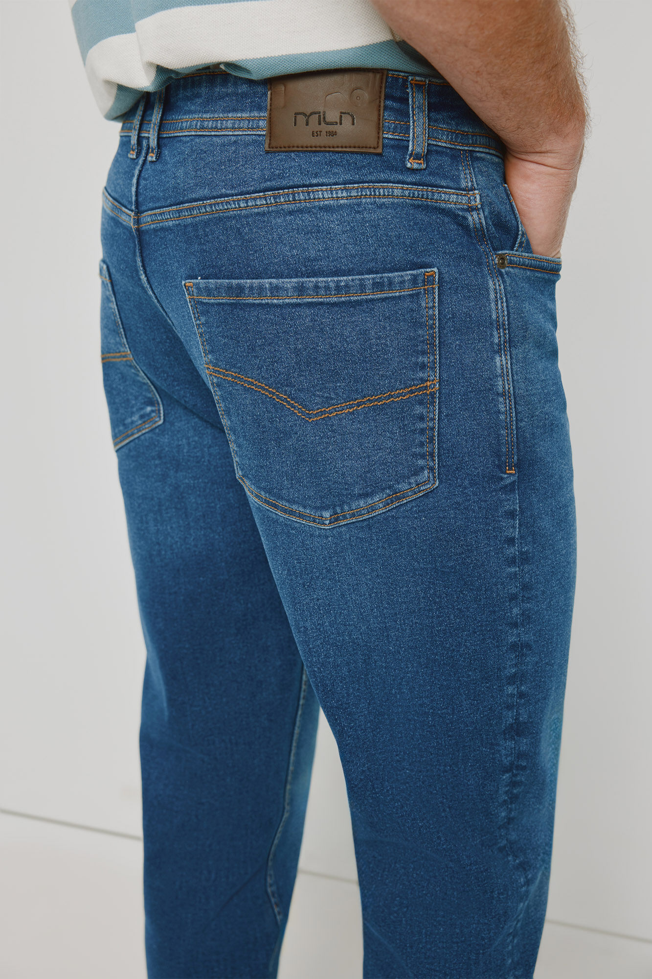 Milano Pantal&oacute;n de mezclilla regular fit Azul