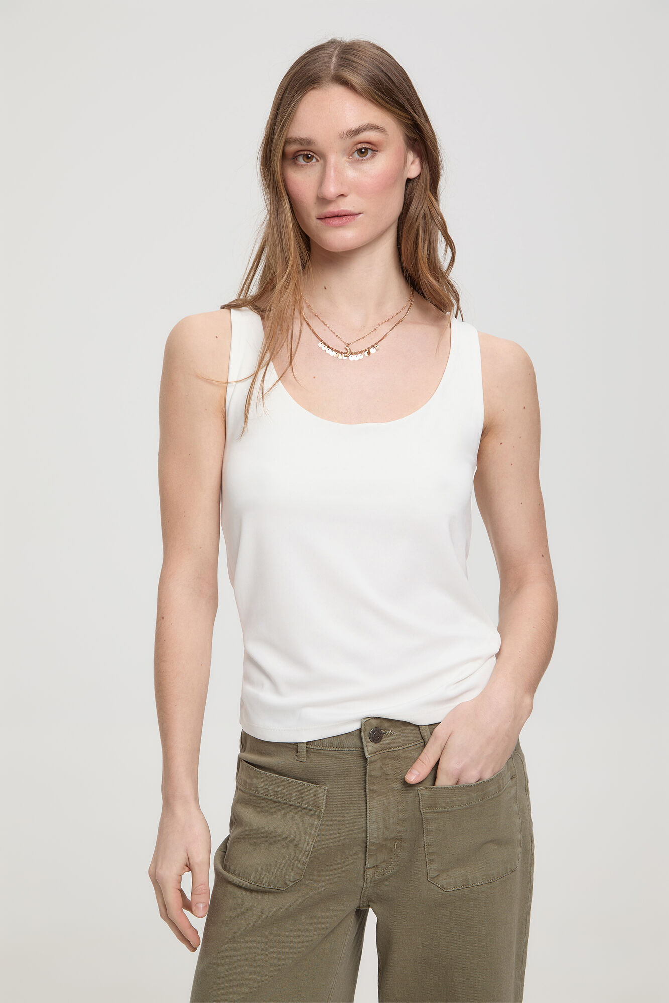 Milano Camiseta el&aacute;stica tirante ancho Blanco