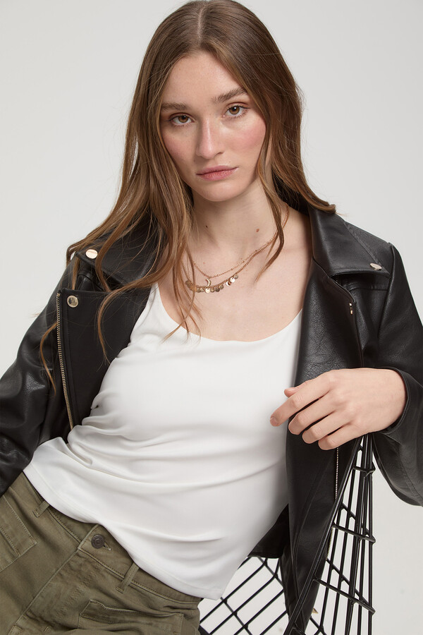 Milano Camiseta elástica tirante ancho Blanco