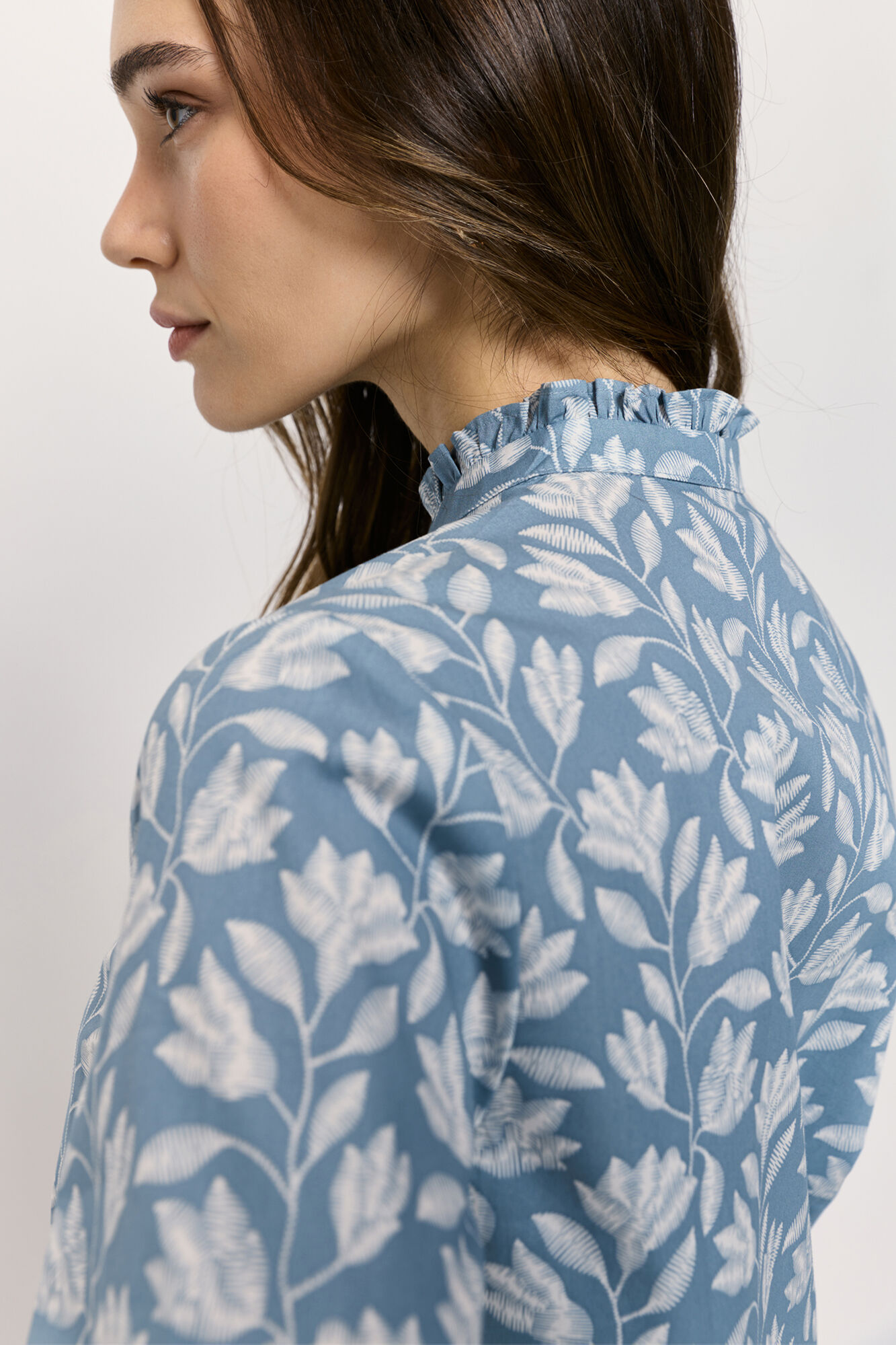 Milano Camisa estampada cuello mao Azul