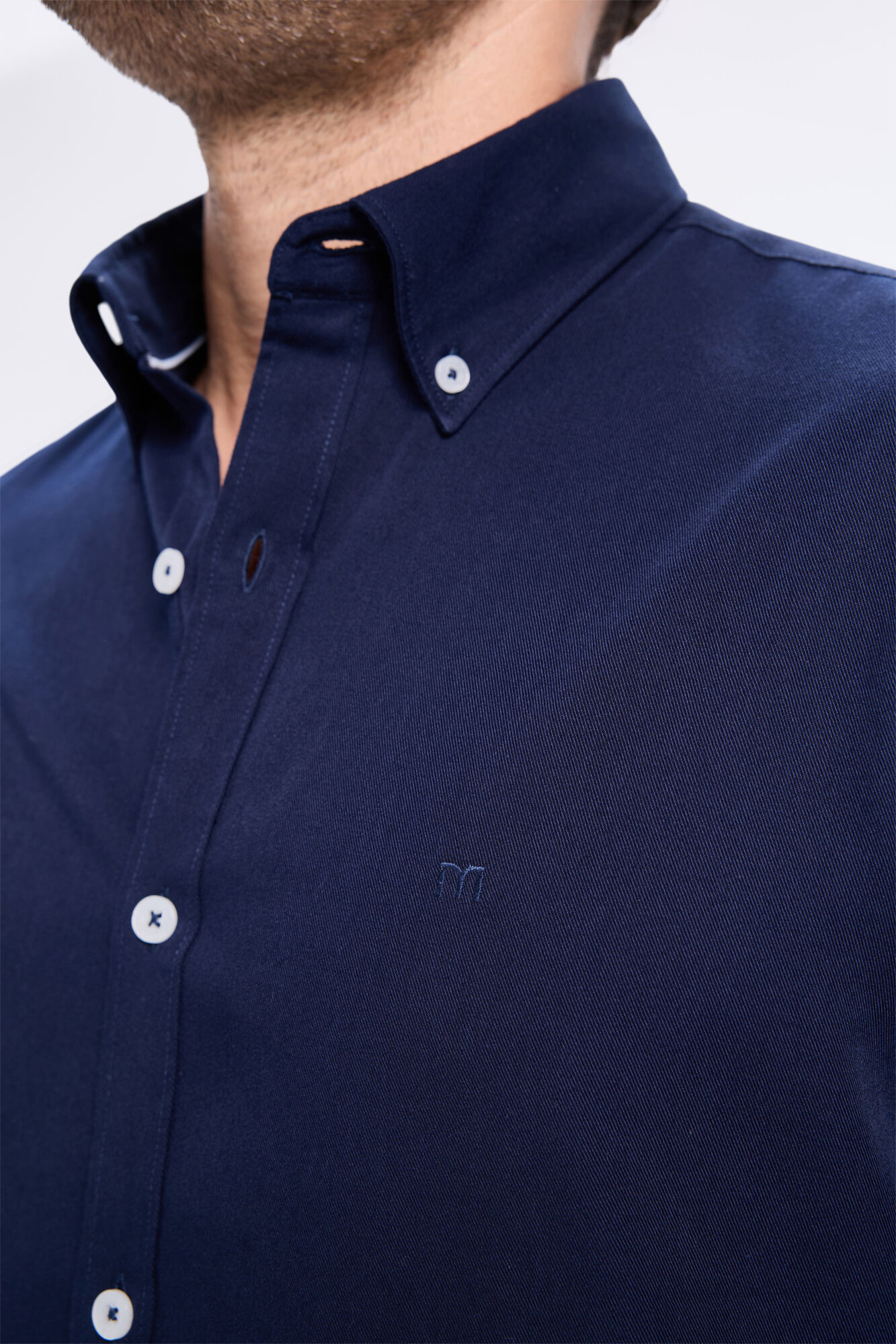 Milano Camisa de sarga liso Azul Oscuro