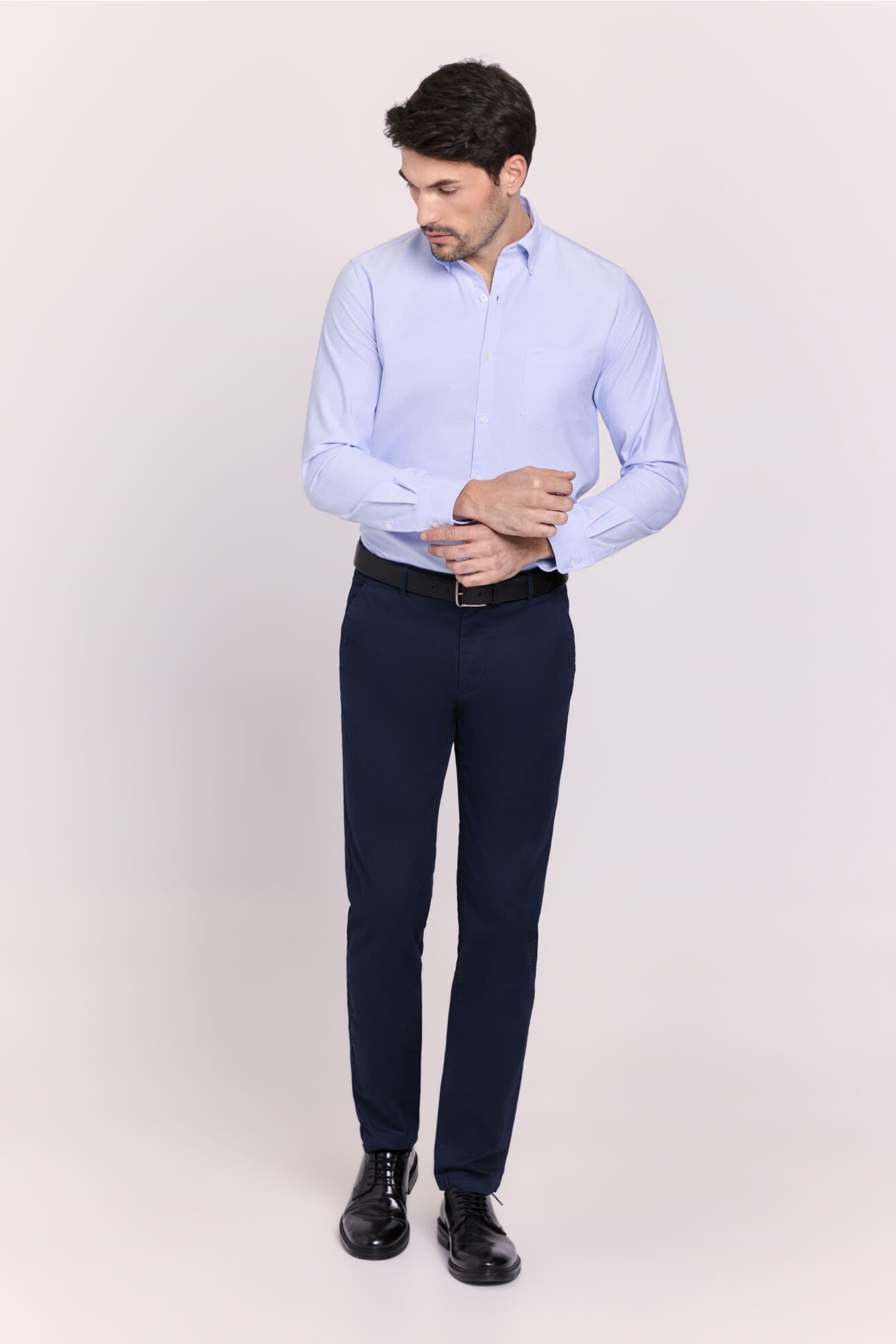 Milano Camisa lisa manga larga Azul Claro