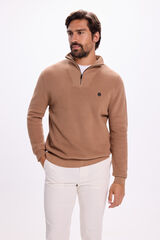 Fifty Outlet Jersey media cremallera de algodón. Tostado