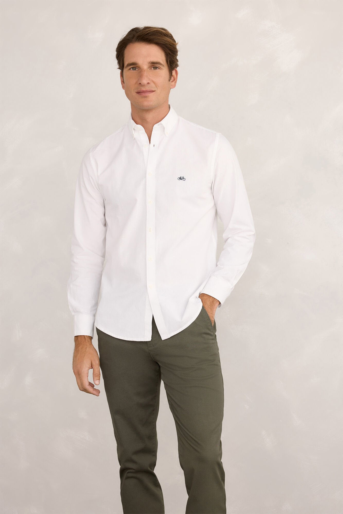 Milano Camisa deportiva con estampado Oxford Blanco