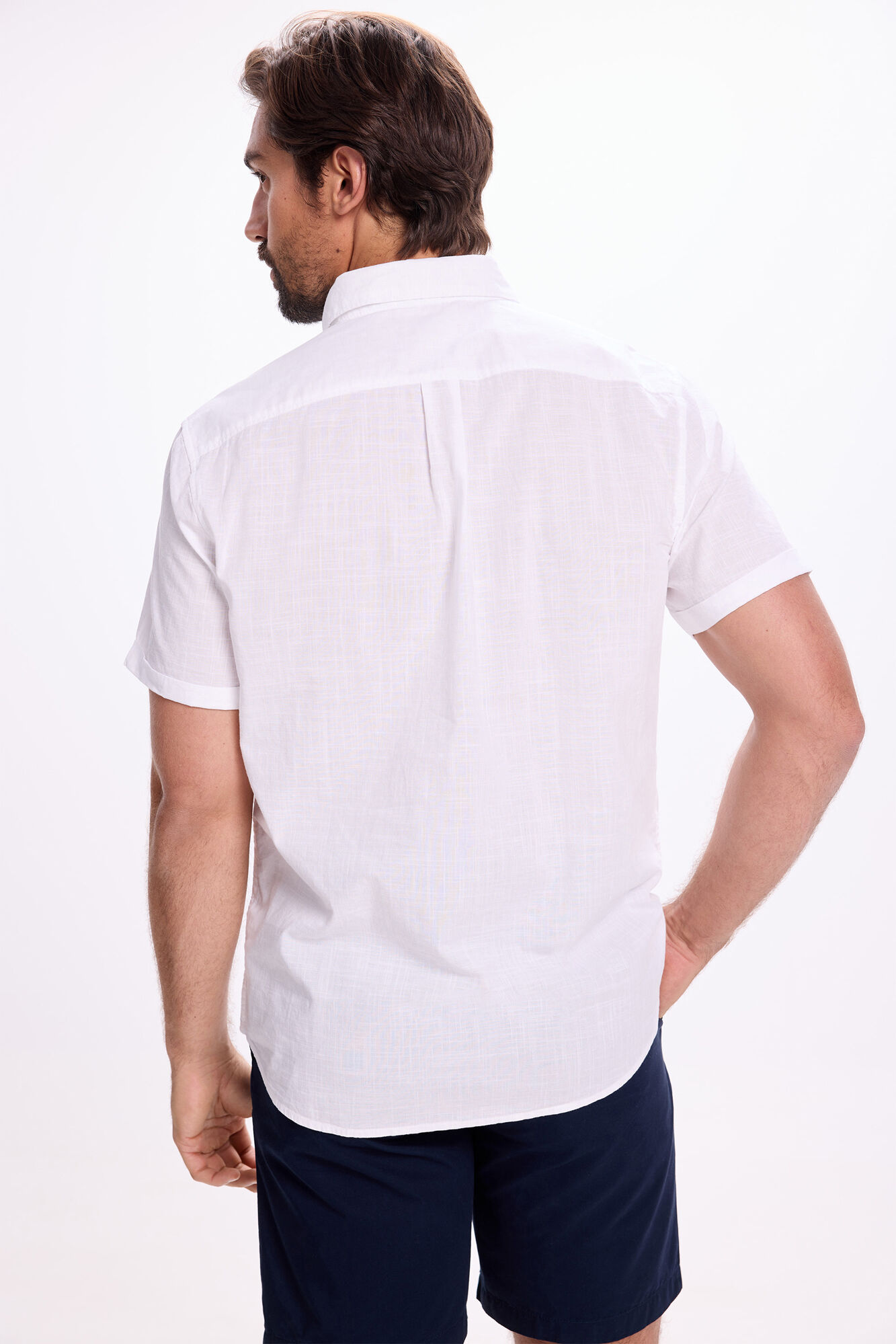 Milano Camisa Slub Lisa Blanco