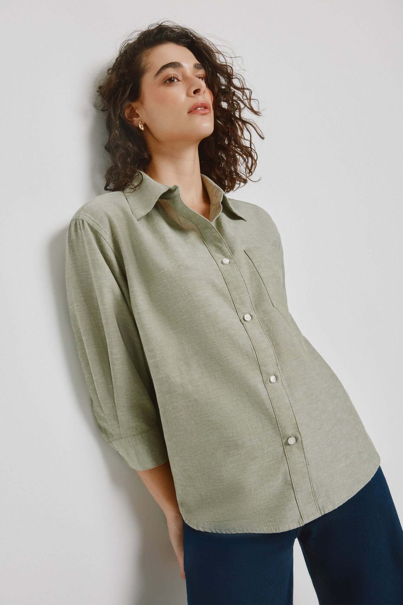 Milano Camisa cuello camisero Kaki Claro