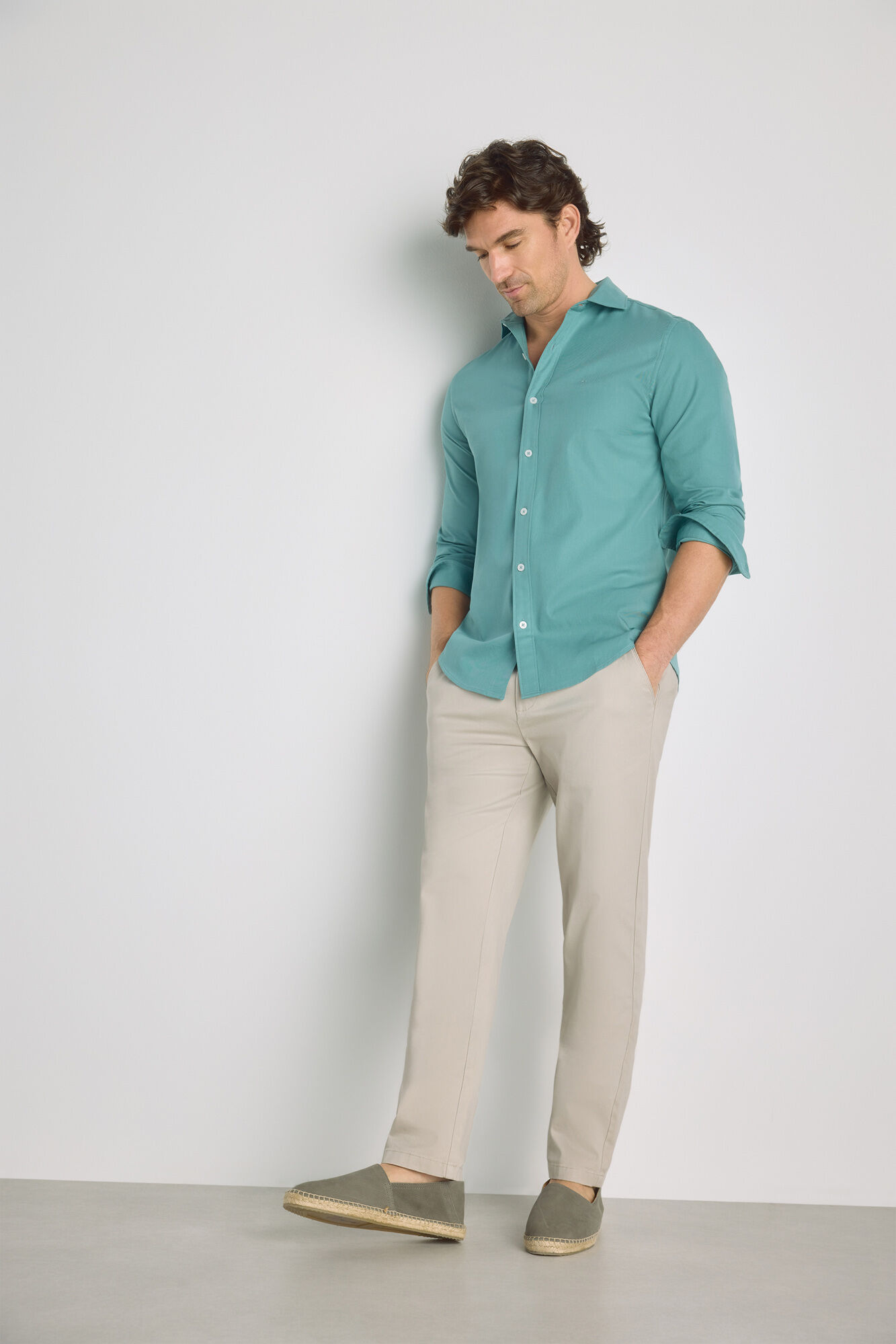 Milano Camisa lisa de manga larga Azul