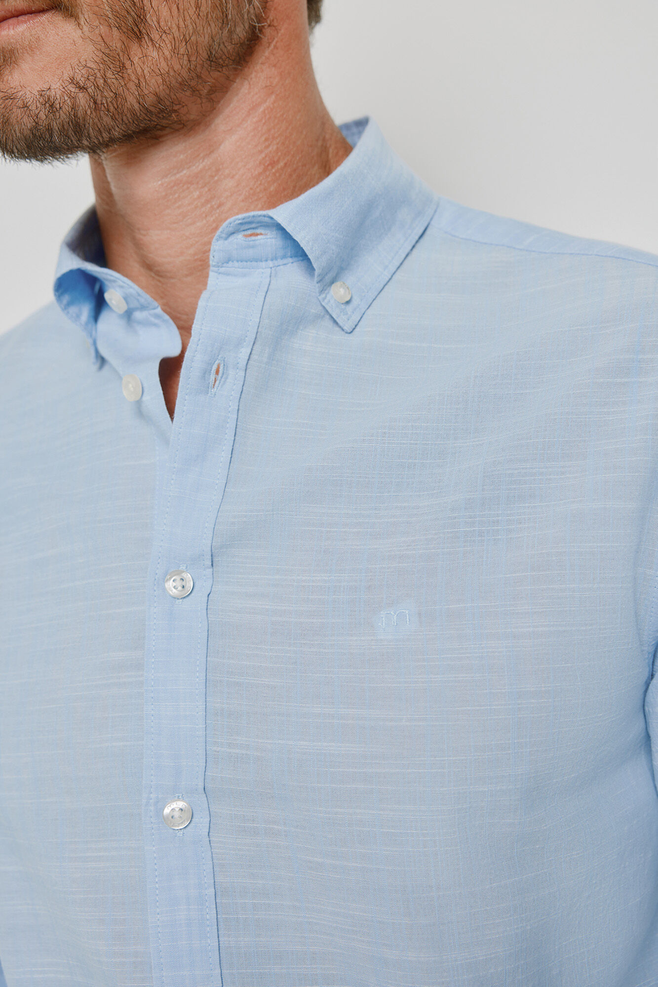 Milano Camisa lisa de manga larga Azul Claro