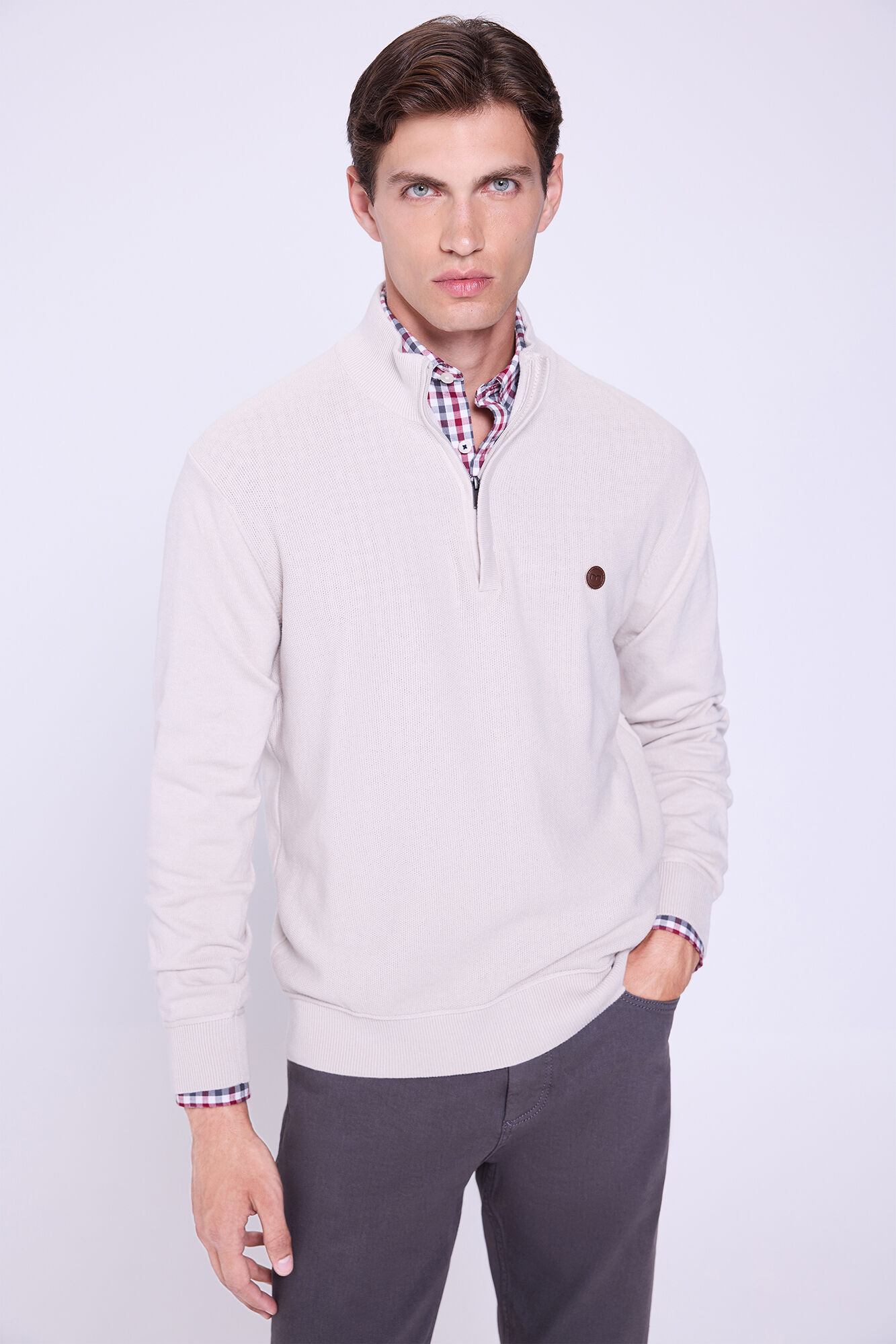 Milano Jersey punto media cremallera