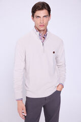 Milano Jersey punto media cremallera Marfil