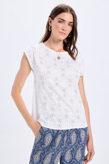 Fifty Outlet Playera con parte delantera de jacquard bimaterial Blanco