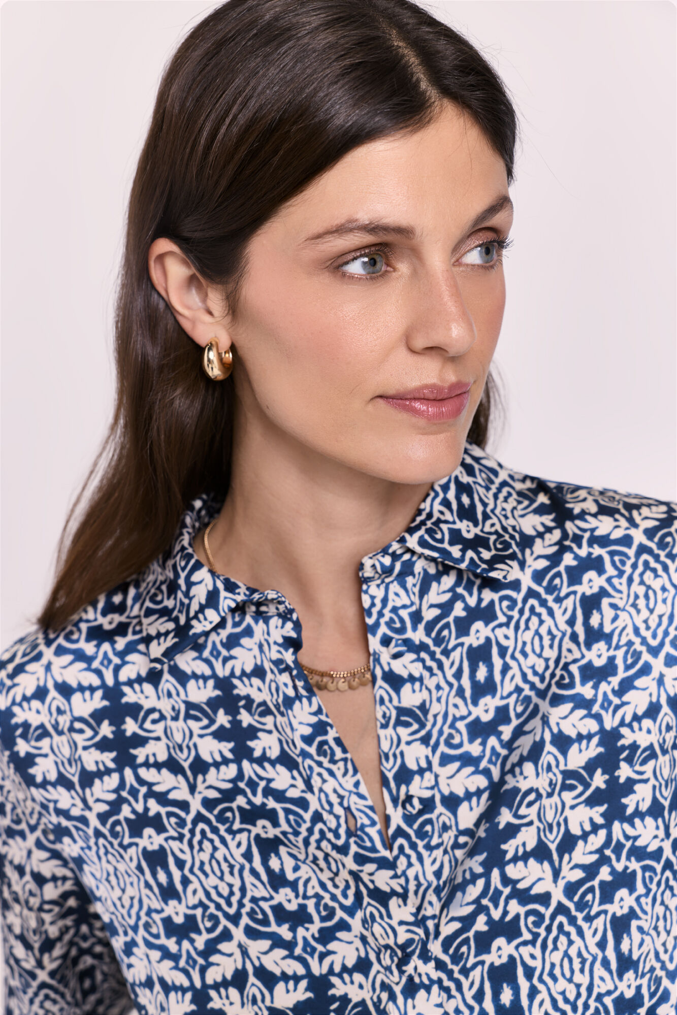 Milano Camisa satinada estampada Azul