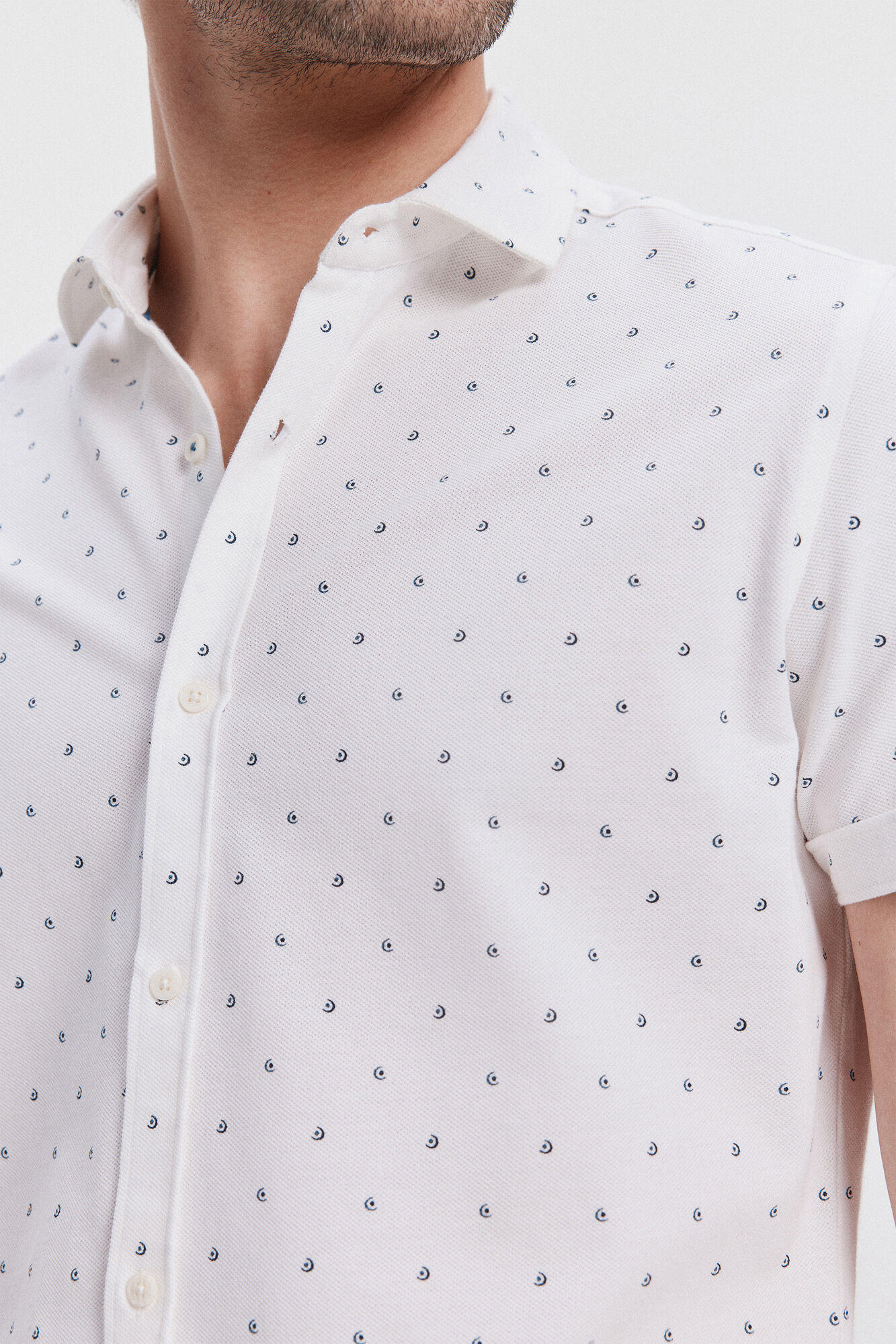 Milano Camisa Piqu&eacute; estampada Blanco