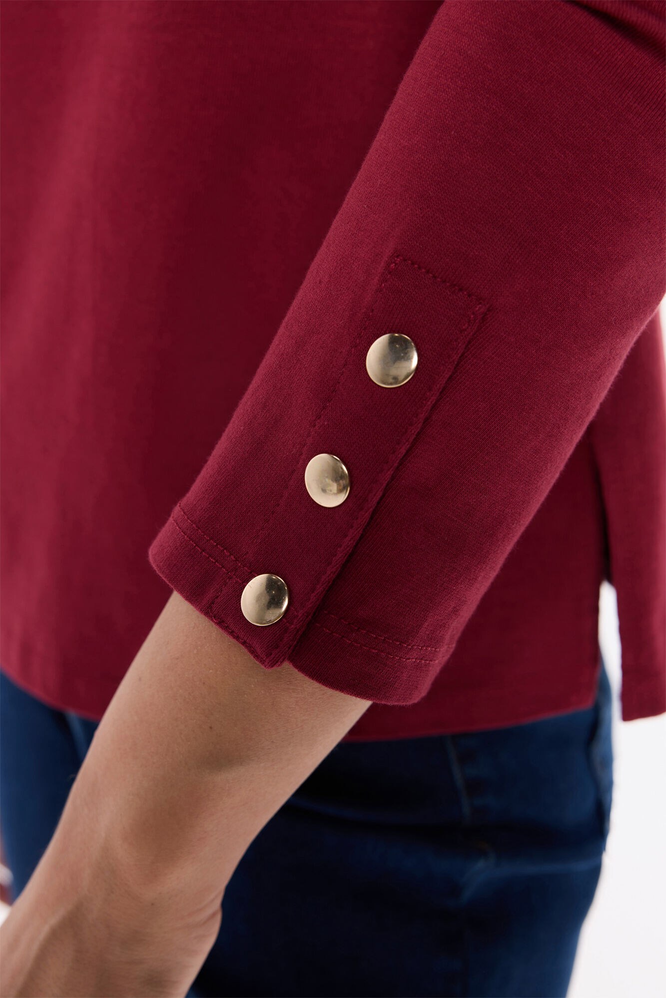 Milano Playera de algod&oacute;n con mangas francesas Granate