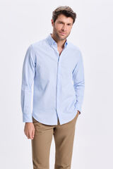 Fifty Outlet Camisa de sarga liso Azul
