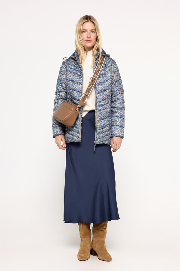 Milano Abrigo acolchado de tejido estampado con capucha natural