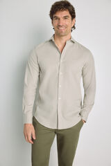 Milano Camisa lisa de manga larga Gris Claro