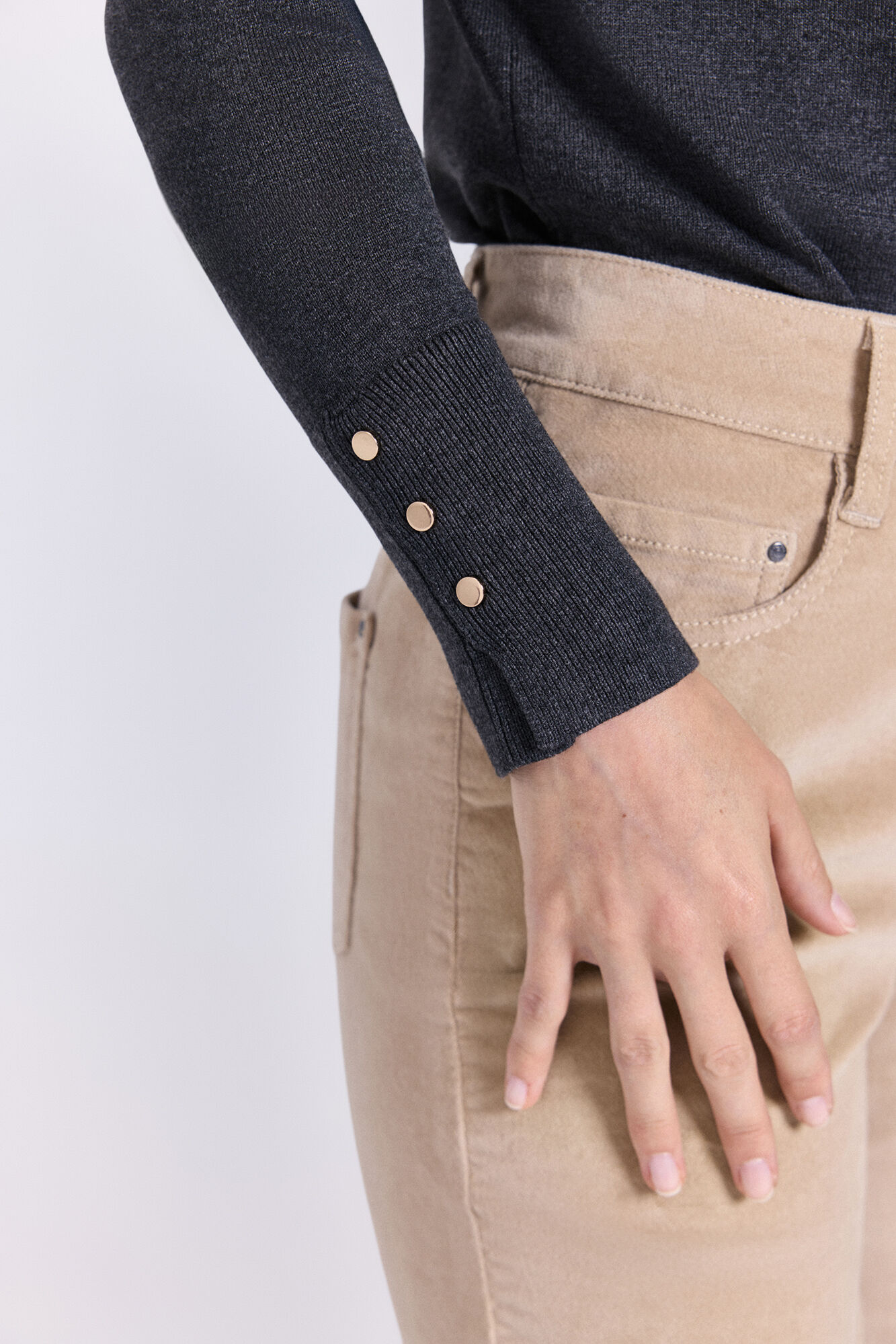 Milano Jersey de cuello de viscosa Gris Oscuro