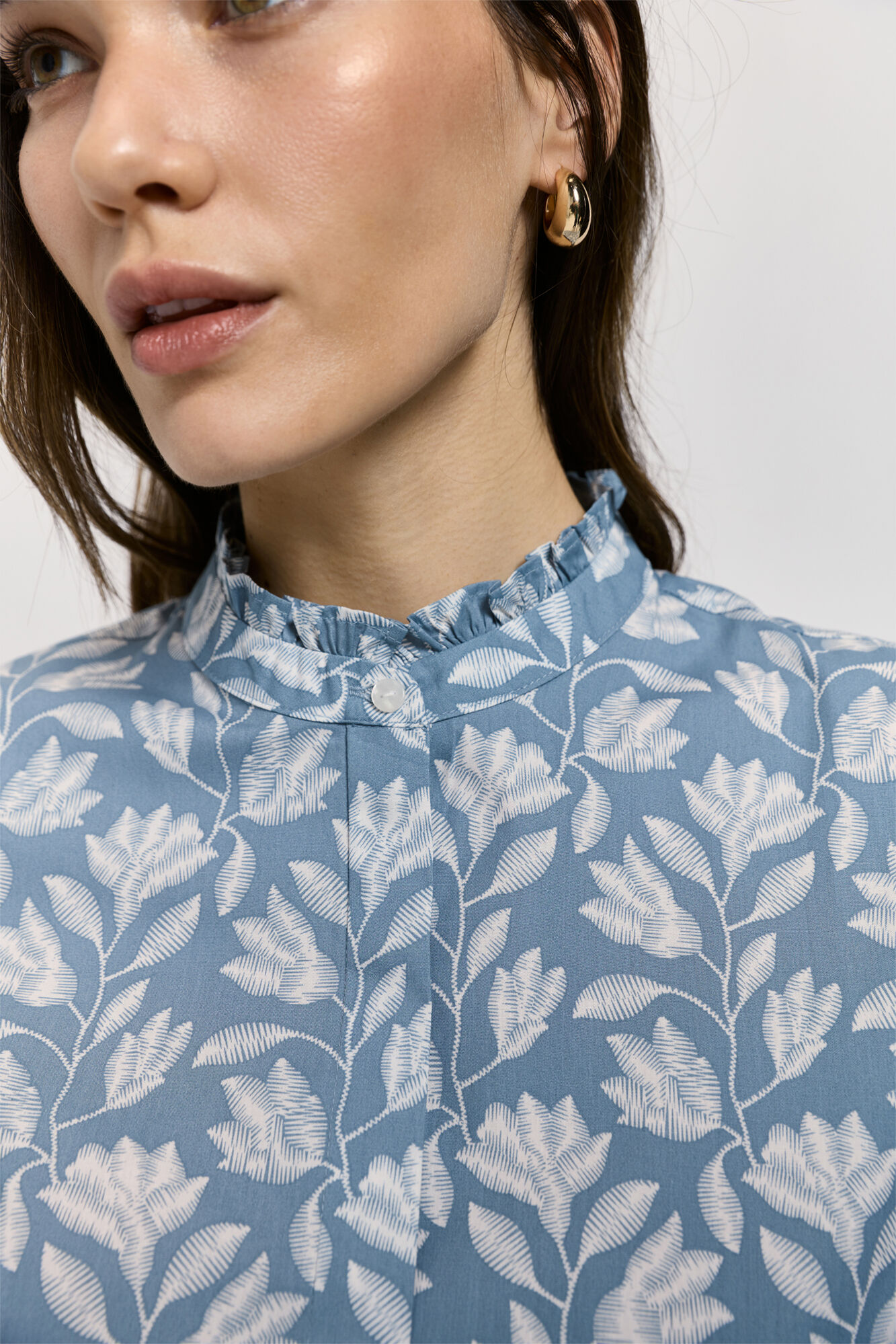 Milano Camisa estampada cuello mao Azul