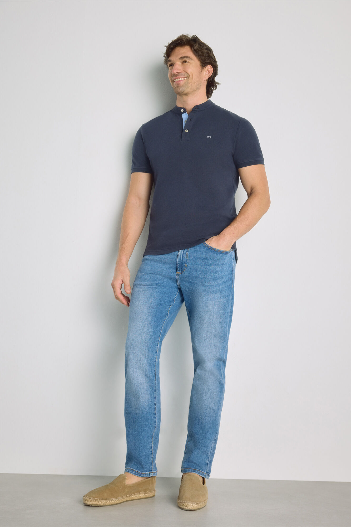 Milano Polo manga corta cuello mao Navy