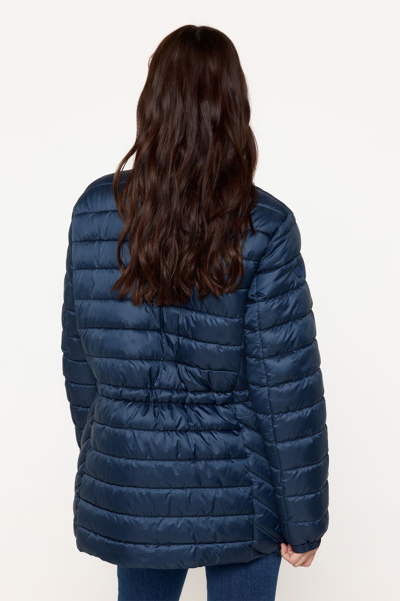 Milano Abrigo acolchado cuello alto corte cintura Navy