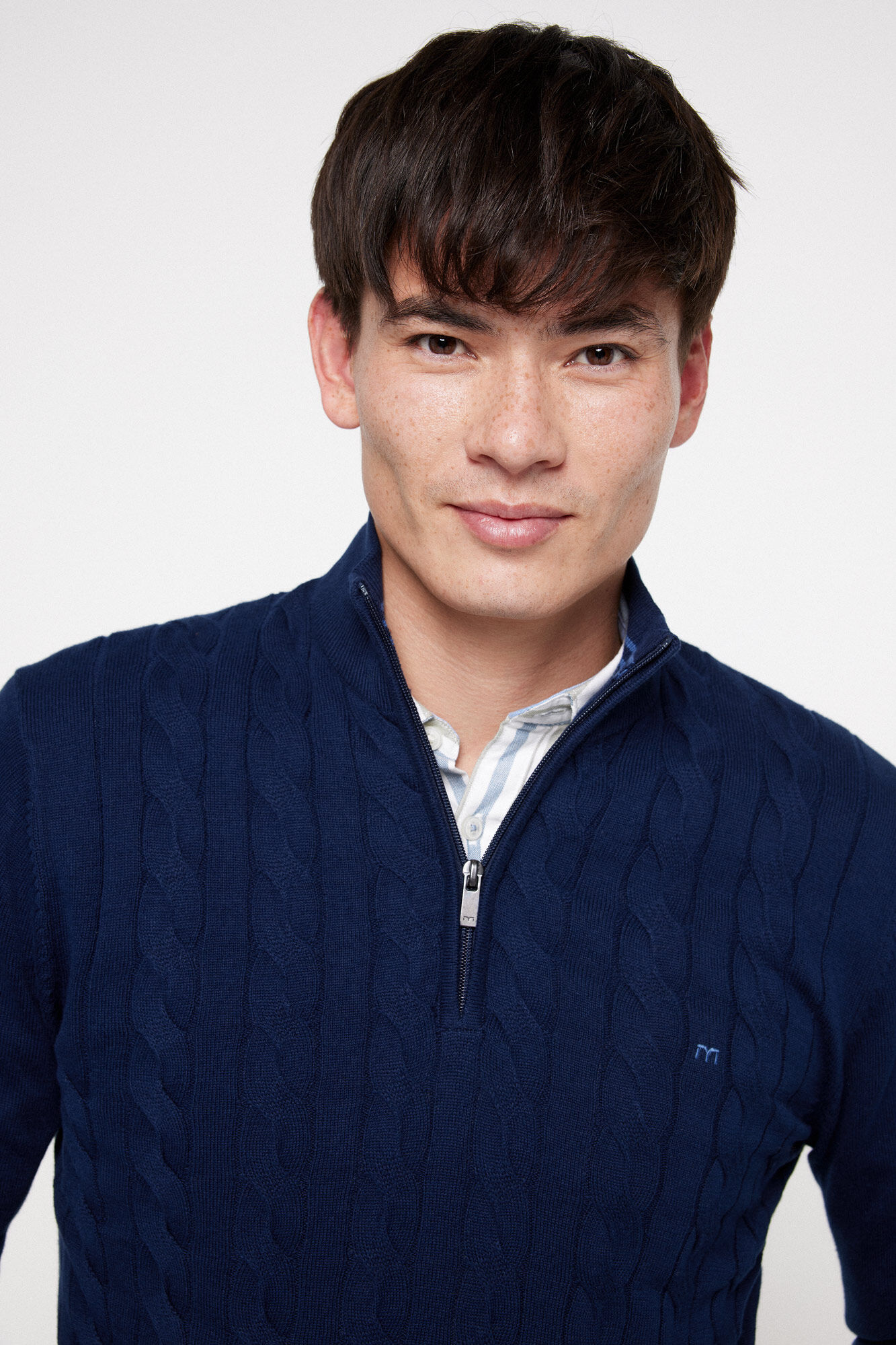 Milano Jersey Cables Cremallera Navy