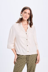Milano Blusa con cuello de polo Beige