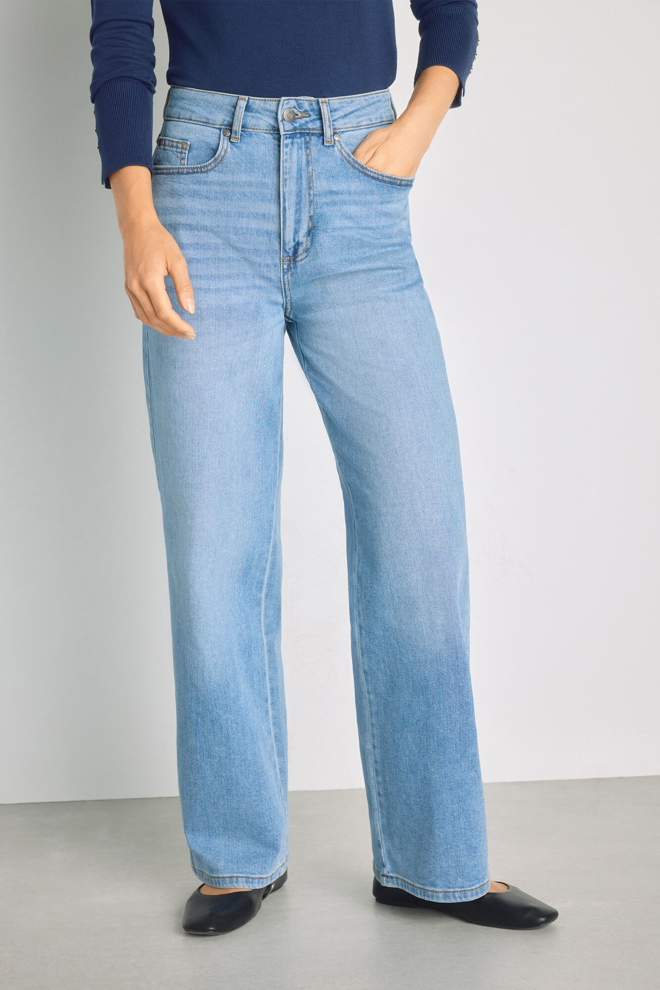 Milano Pantal&oacute;n de mezclilla ancho
