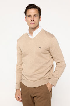 Fifty Outlet Suéter básico cuello pico Beige