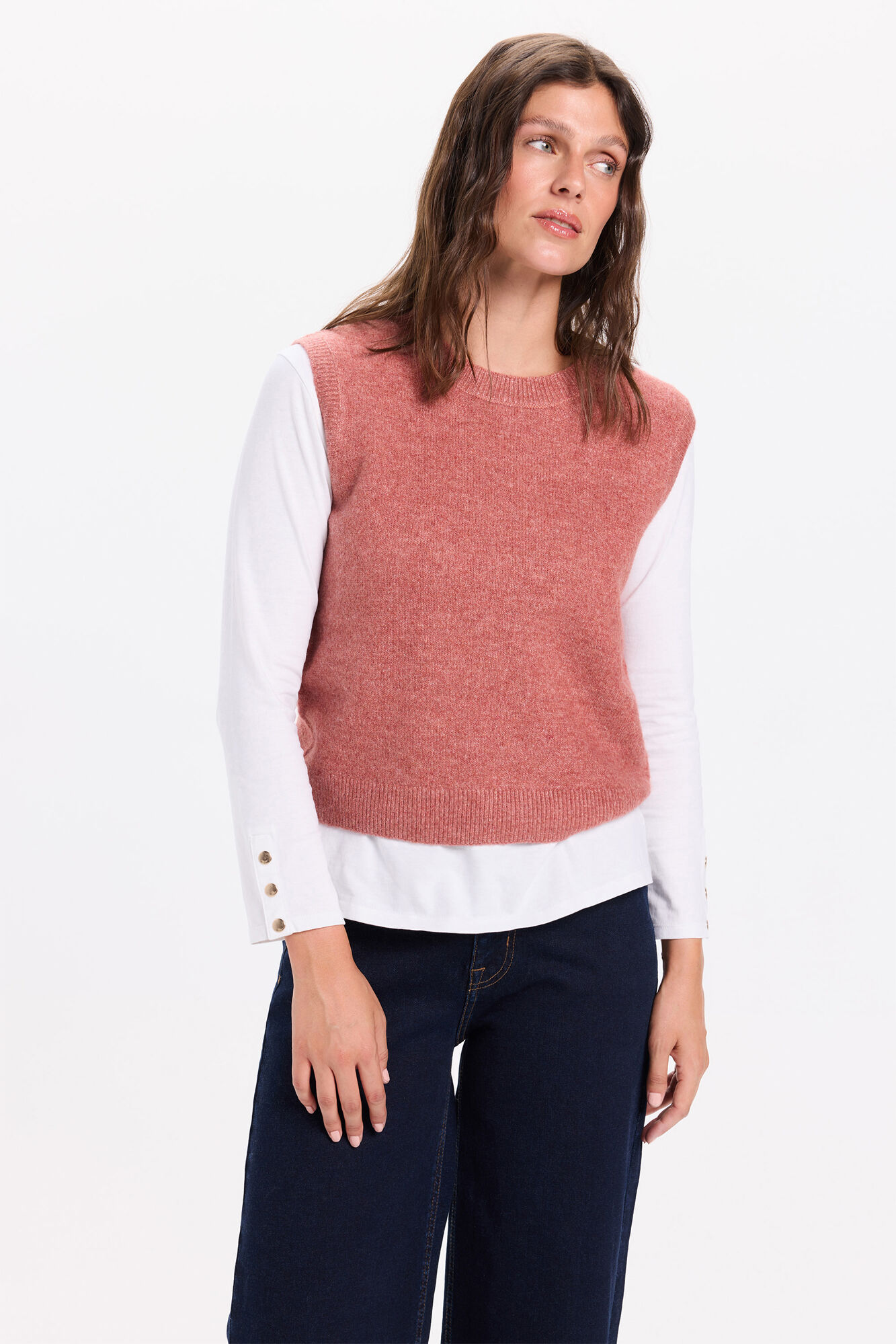 Milano Chaleco de tejido con cuello redondo ajustado