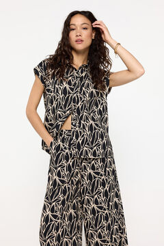 Fifty Outlet Pantalón estampado fit ancho con cintura elástica Estampado