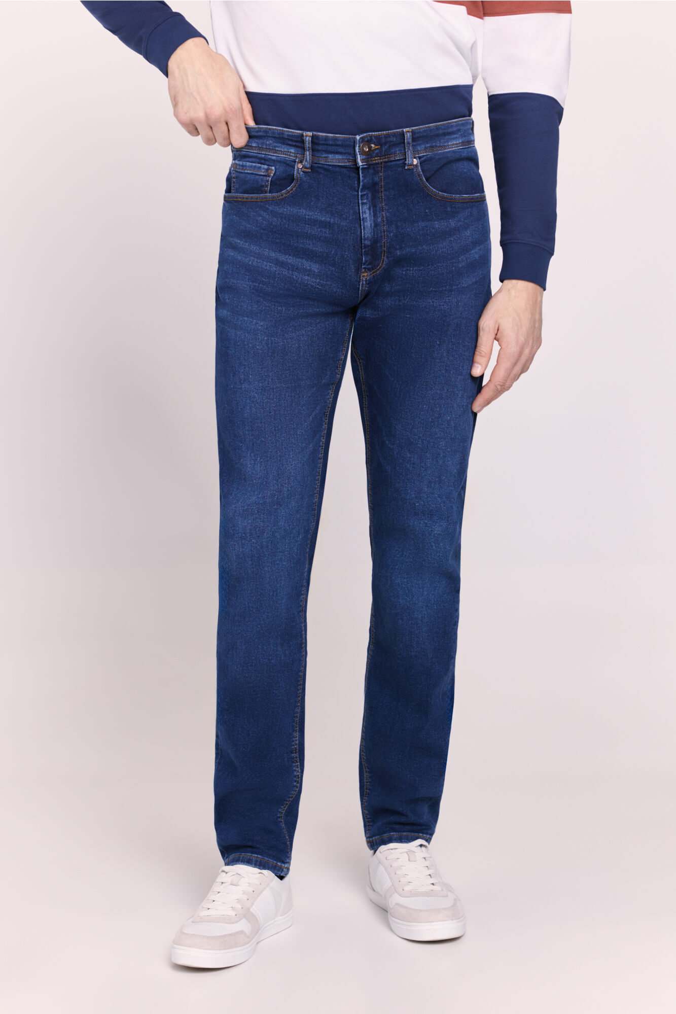 Milano Pantal&oacute;n slim fit de mezclilla Navy
