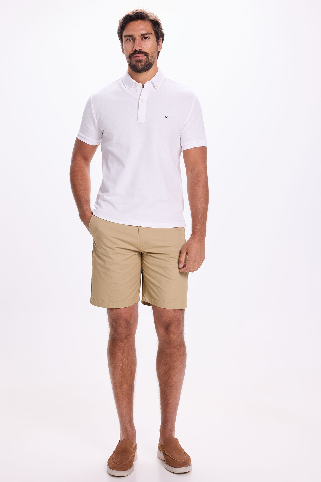 Milano Polo Oxford con botones Blanco