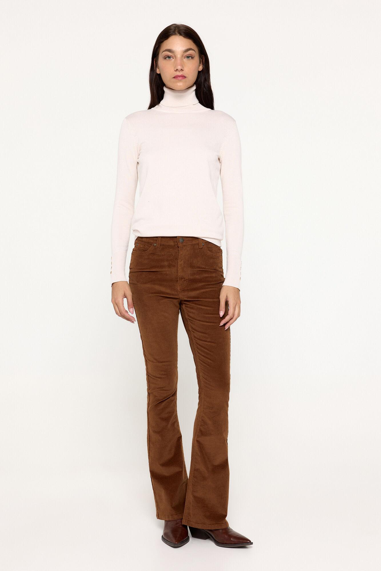 Milano Jersey b&aacute;sico cuello cisne entallado Blanco