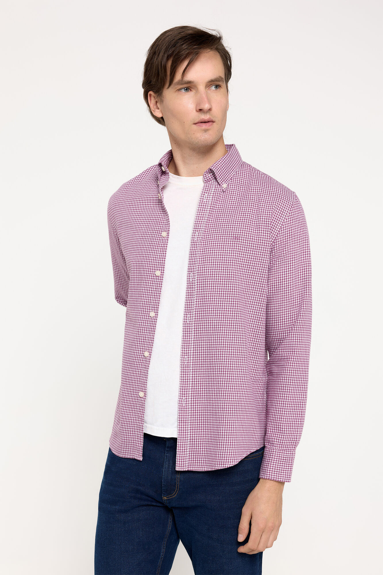 Milano Camisa Twill Cuadros Granate