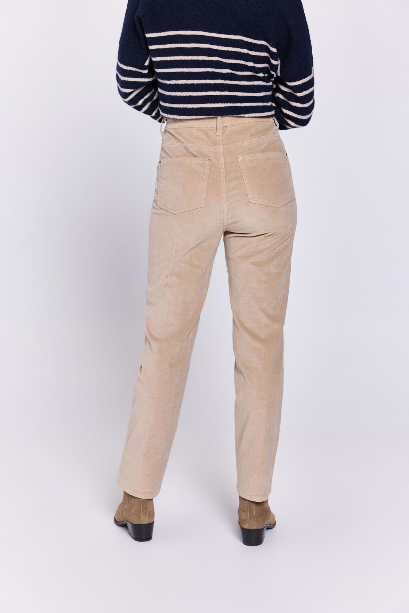 Milano Pantal&oacute;n de terciopelo de 5 bolsillos Beige/Camel