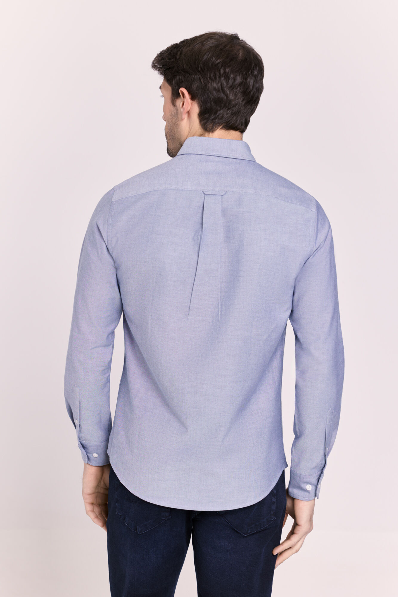 Milano Camisa lisa manga larga Navy