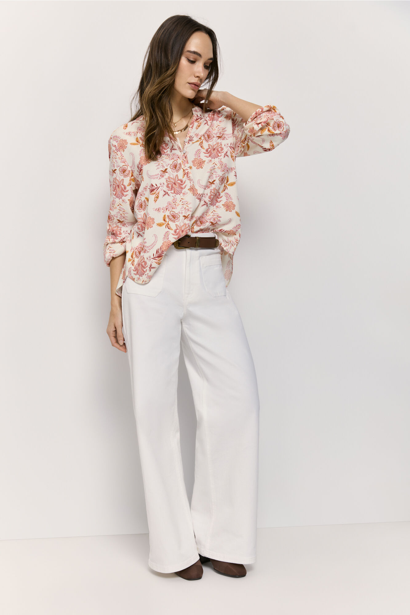 Milano Blusa estampada con escote Rosa