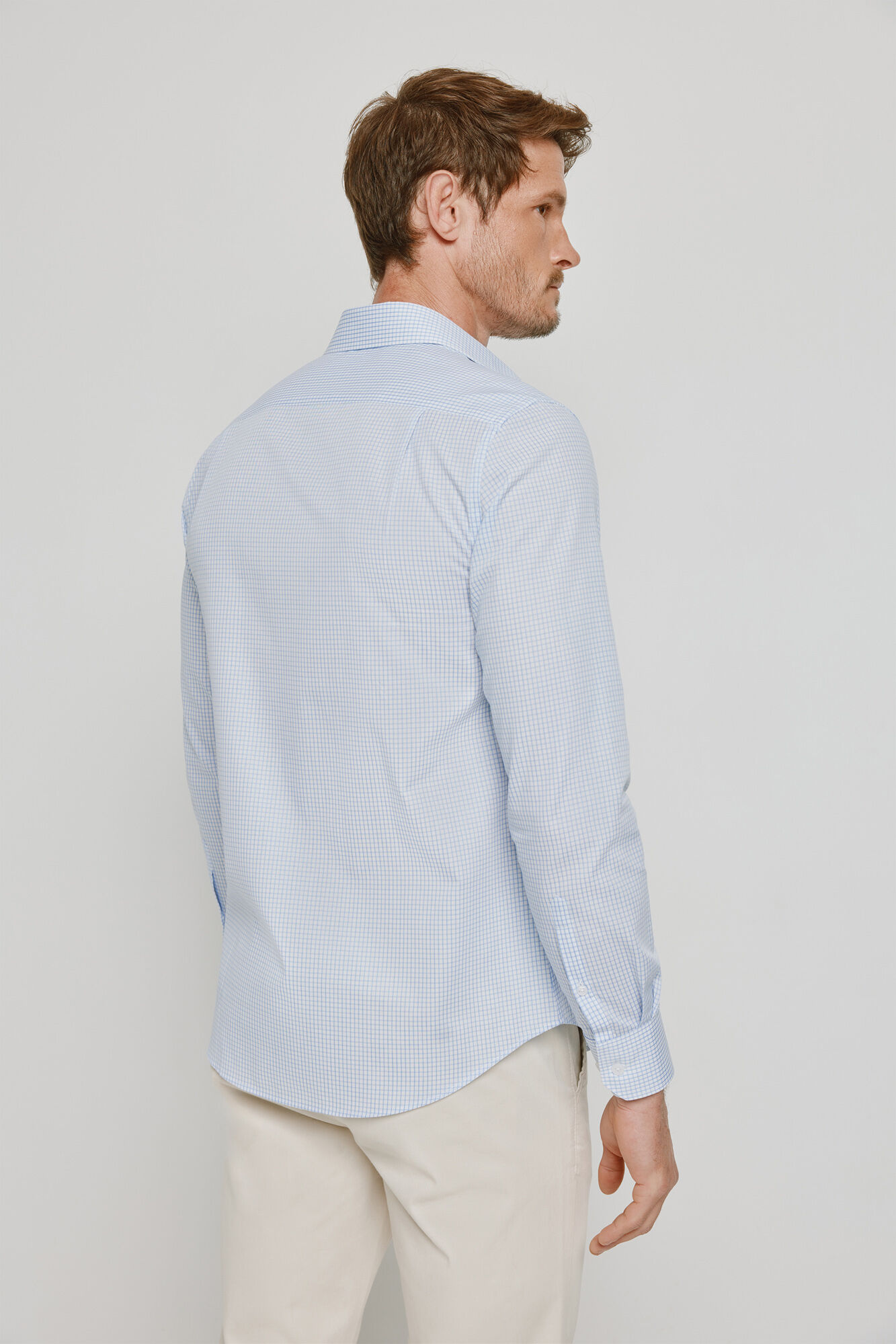 Milano Camisa de cuadros manga larga Azul Claro