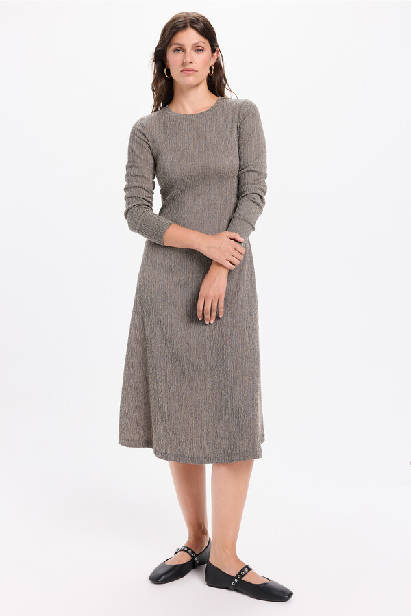 Milano Vestido midi de tejido elástico Gris Oscuro