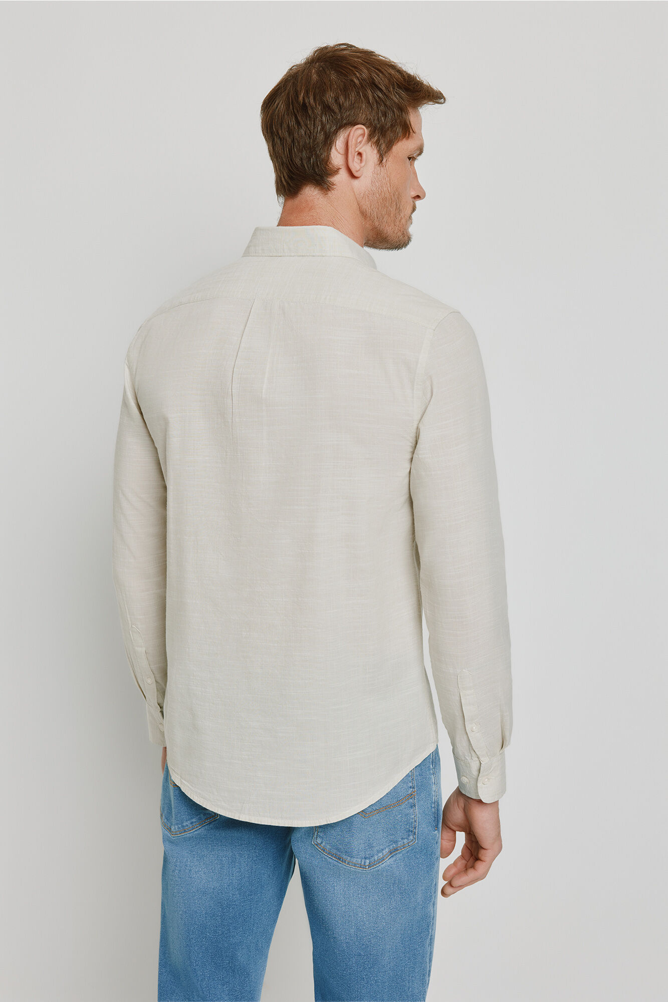Milano Camisa lisa de manga larga Gris Claro