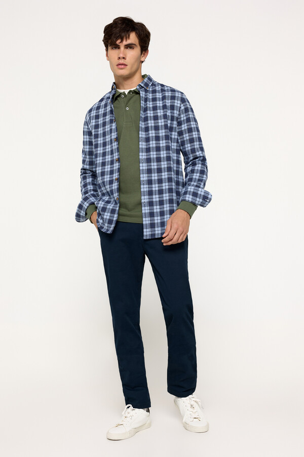 Milano Camisa Twill Cuadros Azul