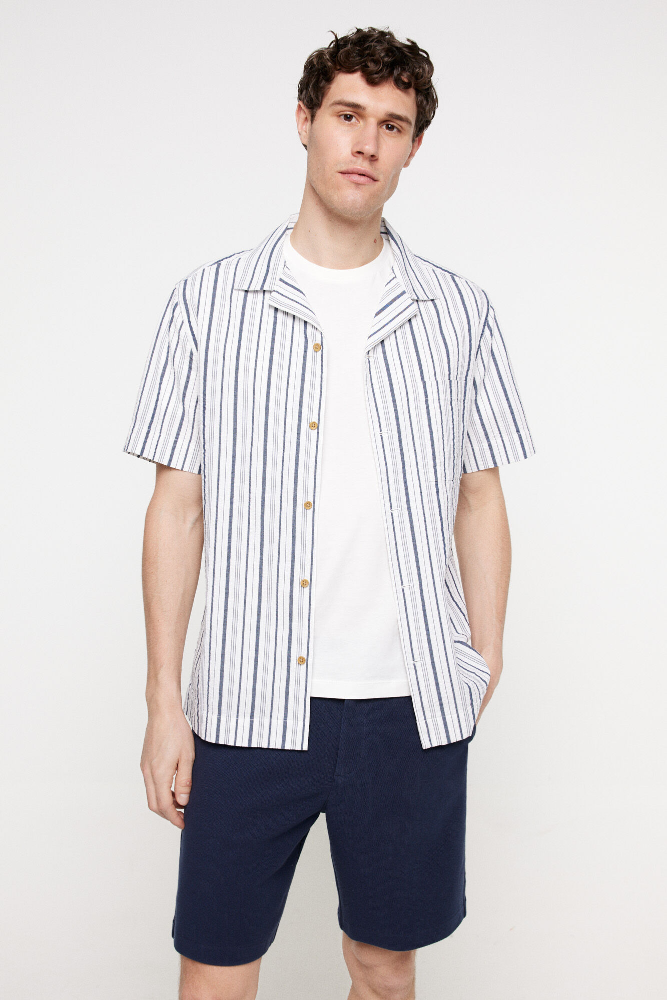 Milano Bermudas aspecto lino. Azul