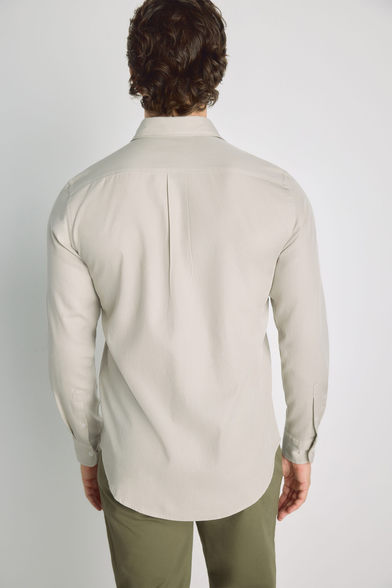 Milano Camisa lisa de manga larga Gris Claro