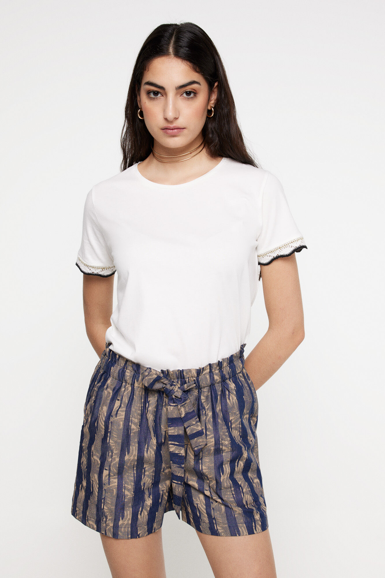 Milano Bermudas light denim estampadas. Azul