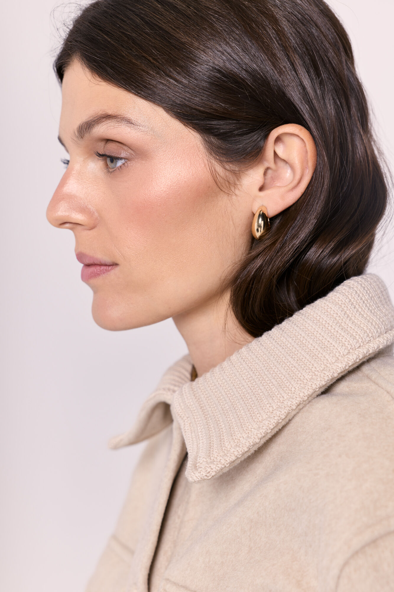 Milano Chamarra corta de pa&ntilde;o con cuello de tricot Beige