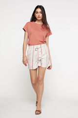 Fifty Outlet Bermudas rayas rústica. Beige